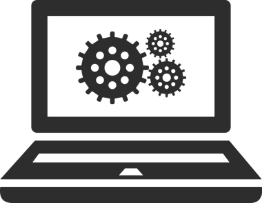 Şeffaf arkaplan ile PNG biçiminde bilgisayar logosu simgesi. Teknoloji markaları, bilişim hizmetleri, web geliştirme veya dijital ürünler için uygun minimalist siyah-beyaz tasarım. Çok yönlü markalaşma ve arayüz kullanımı için temiz ve modern sembol
