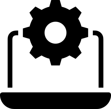 Şeffaf arkaplan ile PNG biçiminde bilgisayar logosu simgesi. Teknoloji markaları, bilişim hizmetleri, web geliştirme veya dijital ürünler için uygun minimalist siyah-beyaz tasarım. Çok yönlü markalaşma ve arayüz kullanımı için temiz ve modern sembol