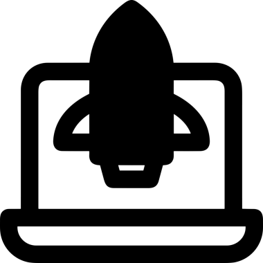 Şeffaf arkaplan ile PNG biçiminde bilgisayar logosu simgesi. Teknoloji markaları, bilişim hizmetleri, web geliştirme veya dijital ürünler için uygun minimalist siyah-beyaz tasarım. Çok yönlü markalaşma ve arayüz kullanımı için temiz ve modern sembol