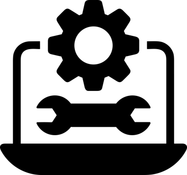 Şeffaf arkaplan ile PNG biçiminde bilgisayar logosu simgesi. Teknoloji markaları, bilişim hizmetleri, web geliştirme veya dijital ürünler için uygun minimalist siyah-beyaz tasarım. Çok yönlü markalaşma ve arayüz kullanımı için temiz ve modern sembol