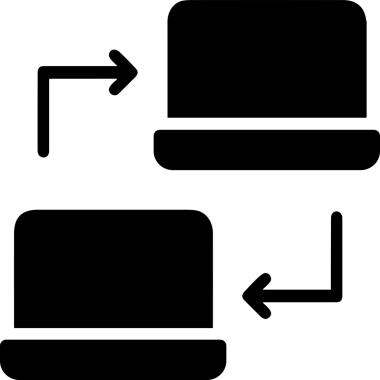 Şeffaf arkaplan ile PNG biçiminde bilgisayar logosu simgesi. Teknoloji markaları, bilişim hizmetleri, web geliştirme veya dijital ürünler için uygun minimalist siyah-beyaz tasarım. Çok yönlü markalaşma ve arayüz kullanımı için temiz ve modern sembol