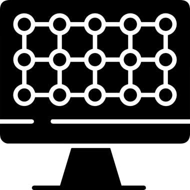 Şeffaf arkaplan ile PNG biçiminde bilgisayar logosu simgesi. Teknoloji markaları, bilişim hizmetleri, web geliştirme veya dijital ürünler için uygun minimalist siyah-beyaz tasarım. Çok yönlü markalaşma ve arayüz kullanımı için temiz ve modern sembol