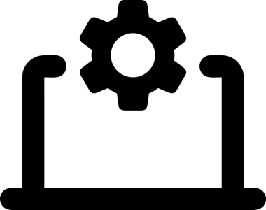 Şeffaf arkaplan ile PNG biçiminde bilgisayar logosu simgesi. Teknoloji markaları, bilişim hizmetleri, web geliştirme veya dijital ürünler için uygun minimalist siyah-beyaz tasarım. Çok yönlü markalaşma ve arayüz kullanımı için temiz ve modern sembol