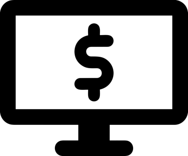 Şeffaf arkaplan ile PNG biçiminde bilgisayar logosu simgesi. Teknoloji markaları, bilişim hizmetleri, web geliştirme veya dijital ürünler için uygun minimalist siyah-beyaz tasarım. Çok yönlü markalaşma ve arayüz kullanımı için temiz ve modern sembol