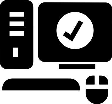 Şeffaf arkaplan ile PNG biçiminde bilgisayar logosu simgesi. Teknoloji markaları, bilişim hizmetleri, web geliştirme veya dijital ürünler için uygun minimalist siyah-beyaz tasarım. Çok yönlü markalaşma ve arayüz kullanımı için temiz ve modern sembol