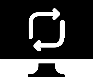 Şeffaf arkaplan ile PNG biçiminde bilgisayar logosu simgesi. Teknoloji markaları, bilişim hizmetleri, web geliştirme veya dijital ürünler için uygun minimalist siyah-beyaz tasarım. Çok yönlü markalaşma ve arayüz kullanımı için temiz ve modern sembol