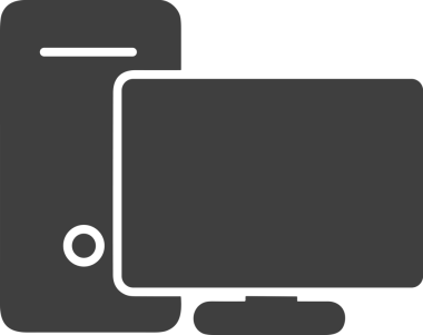 Şeffaf arkaplan ile PNG biçiminde bilgisayar logosu simgesi. Teknoloji markaları, bilişim hizmetleri, web geliştirme veya dijital ürünler için uygun minimalist siyah-beyaz tasarım. Çok yönlü markalaşma ve arayüz kullanımı için temiz ve modern sembol