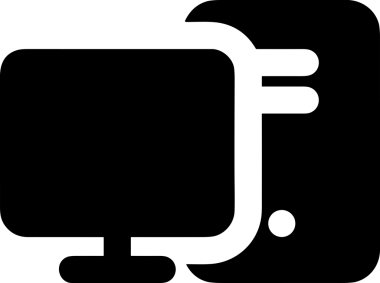 Şeffaf arkaplan ile PNG biçiminde bilgisayar logosu simgesi. Teknoloji markaları, bilişim hizmetleri, web geliştirme veya dijital ürünler için uygun minimalist siyah-beyaz tasarım. Çok yönlü markalaşma ve arayüz kullanımı için temiz ve modern sembol