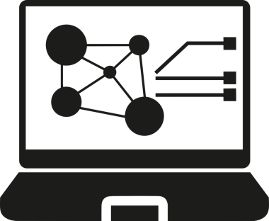 Şeffaf arkaplan ile PNG biçiminde bilgisayar logosu simgesi. Teknoloji markaları, bilişim hizmetleri, web geliştirme veya dijital ürünler için uygun minimalist siyah-beyaz tasarım. Çok yönlü markalaşma ve arayüz kullanımı için temiz ve modern sembol