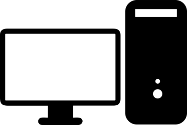 Şeffaf arkaplan ile PNG biçiminde bilgisayar logosu simgesi. Teknoloji markaları, bilişim hizmetleri, web geliştirme veya dijital ürünler için uygun minimalist siyah-beyaz tasarım. Çok yönlü markalaşma ve arayüz kullanımı için temiz ve modern sembol