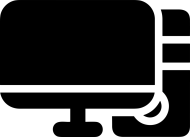 Şeffaf arkaplan ile PNG biçiminde bilgisayar logosu simgesi. Teknoloji markaları, bilişim hizmetleri, web geliştirme veya dijital ürünler için uygun minimalist siyah-beyaz tasarım. Çok yönlü markalaşma ve arayüz kullanımı için temiz ve modern sembol