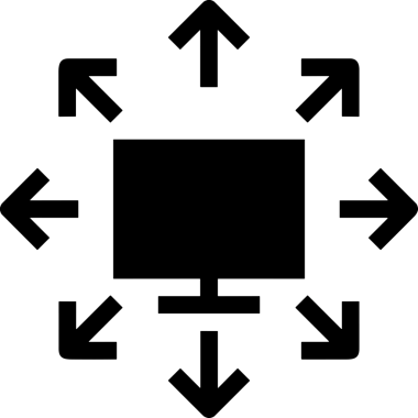 Şeffaf arkaplan ile PNG biçiminde bilgisayar logosu simgesi. Teknoloji markaları, bilişim hizmetleri, web geliştirme veya dijital ürünler için uygun minimalist siyah-beyaz tasarım. Çok yönlü markalaşma ve arayüz kullanımı için temiz ve modern sembol