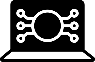 Şeffaf arkaplan ile PNG biçiminde bilgisayar logosu simgesi. Teknoloji markaları, bilişim hizmetleri, web geliştirme veya dijital ürünler için uygun minimalist siyah-beyaz tasarım. Çok yönlü markalaşma ve arayüz kullanımı için temiz ve modern sembol