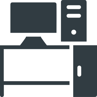 Şeffaf arkaplan ile PNG biçiminde bilgisayar logosu simgesi. Teknoloji markaları, bilişim hizmetleri, web geliştirme veya dijital ürünler için uygun minimalist siyah-beyaz tasarım. Çok yönlü markalaşma ve arayüz kullanımı için temiz ve modern sembol