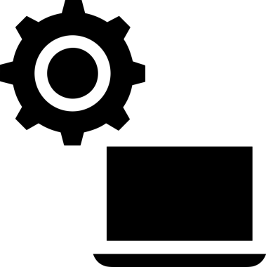Şeffaf arkaplan ile PNG biçiminde bilgisayar logosu simgesi. Teknoloji markaları, bilişim hizmetleri, web geliştirme veya dijital ürünler için uygun minimalist siyah-beyaz tasarım. Çok yönlü markalaşma ve arayüz kullanımı için temiz ve modern sembol