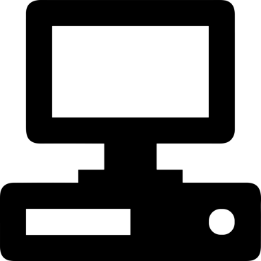 Şeffaf arkaplan ile PNG biçiminde bilgisayar logosu simgesi. Teknoloji markaları, bilişim hizmetleri, web geliştirme veya dijital ürünler için uygun minimalist siyah-beyaz tasarım. Çok yönlü markalaşma ve arayüz kullanımı için temiz ve modern sembol