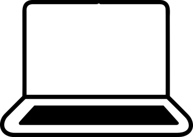 Şeffaf arkaplan ile PNG biçiminde bilgisayar logosu simgesi. Teknoloji markaları, bilişim hizmetleri, web geliştirme veya dijital ürünler için uygun minimalist siyah-beyaz tasarım. Çok yönlü markalaşma ve arayüz kullanımı için temiz ve modern sembol