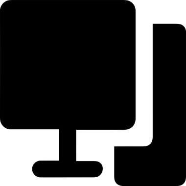 Şeffaf arkaplan ile PNG biçiminde bilgisayar logosu simgesi. Teknoloji markaları, bilişim hizmetleri, web geliştirme veya dijital ürünler için uygun minimalist siyah-beyaz tasarım. Çok yönlü markalaşma ve arayüz kullanımı için temiz ve modern sembol