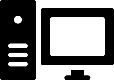 Şeffaf arkaplan ile PNG biçiminde bilgisayar logosu simgesi. Teknoloji markaları, bilişim hizmetleri, web geliştirme veya dijital ürünler için uygun minimalist siyah-beyaz tasarım. Çok yönlü markalaşma ve arayüz kullanımı için temiz ve modern sembol