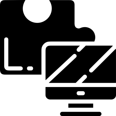 Şeffaf arkaplan ile PNG biçiminde bilgisayar logosu simgesi. Teknoloji markaları, bilişim hizmetleri, web geliştirme veya dijital ürünler için uygun minimalist siyah-beyaz tasarım. Çok yönlü markalaşma ve arayüz kullanımı için temiz ve modern sembol