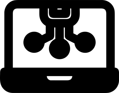 Şeffaf arkaplan ile PNG biçiminde bilgisayar logosu simgesi. Teknoloji markaları, bilişim hizmetleri, web geliştirme veya dijital ürünler için uygun minimalist siyah-beyaz tasarım. Çok yönlü markalaşma ve arayüz kullanımı için temiz ve modern sembol