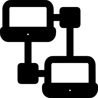 Şeffaf arkaplan ile PNG biçiminde bilgisayar logosu simgesi. Teknoloji markaları, bilişim hizmetleri, web geliştirme veya dijital ürünler için uygun minimalist siyah-beyaz tasarım. Çok yönlü markalaşma ve arayüz kullanımı için temiz ve modern sembol