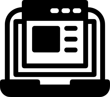 Şeffaf arkaplan ile PNG biçiminde bilgisayar logosu simgesi. Teknoloji markaları, bilişim hizmetleri, web geliştirme veya dijital ürünler için uygun minimalist siyah-beyaz tasarım. Çok yönlü markalaşma ve arayüz kullanımı için temiz ve modern sembol