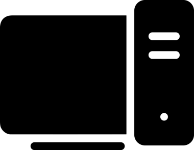 Şeffaf arkaplan ile PNG biçiminde bilgisayar logosu simgesi. Teknoloji markaları, bilişim hizmetleri, web geliştirme veya dijital ürünler için uygun minimalist siyah-beyaz tasarım. Çok yönlü markalaşma ve arayüz kullanımı için temiz ve modern sembol