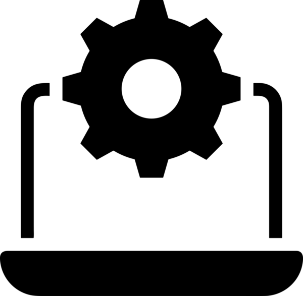 Şeffaf arkaplan ile PNG biçiminde bilgisayar logosu simgesi. Teknoloji markaları, bilişim hizmetleri, web geliştirme veya dijital ürünler için uygun minimalist siyah-beyaz tasarım. Çok yönlü markalaşma ve arayüz kullanımı için temiz ve modern sembol