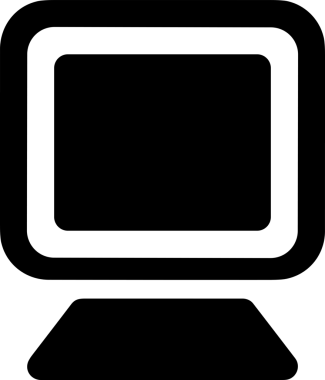 Şeffaf arkaplan ile PNG biçiminde bilgisayar logosu simgesi. Teknoloji markaları, bilişim hizmetleri, web geliştirme veya dijital ürünler için uygun minimalist siyah-beyaz tasarım. Çok yönlü markalaşma ve arayüz kullanımı için temiz ve modern sembol