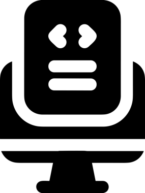 Şeffaf arkaplan ile PNG biçiminde bilgisayar logosu simgesi. Teknoloji markaları, bilişim hizmetleri, web geliştirme veya dijital ürünler için uygun minimalist siyah-beyaz tasarım. Çok yönlü markalaşma ve arayüz kullanımı için temiz ve modern sembol