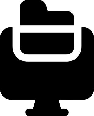 Şeffaf arkaplan ile PNG biçiminde bilgisayar logosu simgesi. Teknoloji markaları, bilişim hizmetleri, web geliştirme veya dijital ürünler için uygun minimalist siyah-beyaz tasarım. Çok yönlü markalaşma ve arayüz kullanımı için temiz ve modern sembol