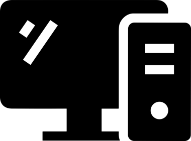 Şeffaf arkaplan ile PNG biçiminde bilgisayar logosu simgesi. Teknoloji markaları, bilişim hizmetleri, web geliştirme veya dijital ürünler için uygun minimalist siyah-beyaz tasarım. Çok yönlü markalaşma ve arayüz kullanımı için temiz ve modern sembol