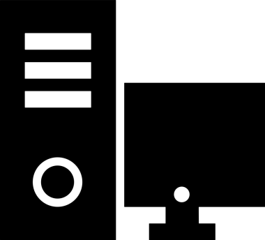 Şeffaf arkaplan ile PNG biçiminde bilgisayar logosu simgesi. Teknoloji markaları, bilişim hizmetleri, web geliştirme veya dijital ürünler için uygun minimalist siyah-beyaz tasarım. Çok yönlü markalaşma ve arayüz kullanımı için temiz ve modern sembol