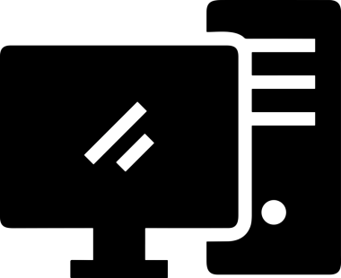 Şeffaf arkaplan ile PNG biçiminde bilgisayar logosu simgesi. Teknoloji markaları, bilişim hizmetleri, web geliştirme veya dijital ürünler için uygun minimalist siyah-beyaz tasarım. Çok yönlü markalaşma ve arayüz kullanımı için temiz ve modern sembol
