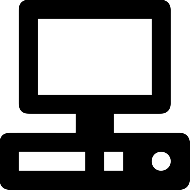 Şeffaf arkaplan ile PNG biçiminde bilgisayar logosu simgesi. Teknoloji markaları, bilişim hizmetleri, web geliştirme veya dijital ürünler için uygun minimalist siyah-beyaz tasarım. Çok yönlü markalaşma ve arayüz kullanımı için temiz ve modern sembol