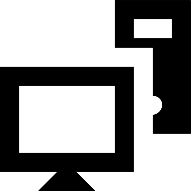 Şeffaf arkaplan ile PNG biçiminde bilgisayar logosu simgesi. Teknoloji markaları, bilişim hizmetleri, web geliştirme veya dijital ürünler için uygun minimalist siyah-beyaz tasarım. Çok yönlü markalaşma ve arayüz kullanımı için temiz ve modern sembol
