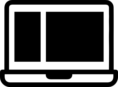 Şeffaf arkaplan ile PNG biçiminde bilgisayar logosu simgesi. Teknoloji markaları, bilişim hizmetleri, web geliştirme veya dijital ürünler için uygun minimalist siyah-beyaz tasarım. Çok yönlü markalaşma ve arayüz kullanımı için temiz ve modern sembol