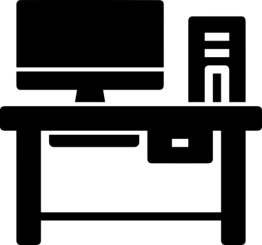 Şeffaf arkaplan ile PNG biçiminde bilgisayar logosu simgesi. Teknoloji markaları, bilişim hizmetleri, web geliştirme veya dijital ürünler için uygun minimalist siyah-beyaz tasarım. Çok yönlü markalaşma ve arayüz kullanımı için temiz ve modern sembol