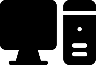 Şeffaf arkaplan ile PNG biçiminde bilgisayar logosu simgesi. Teknoloji markaları, bilişim hizmetleri, web geliştirme veya dijital ürünler için uygun minimalist siyah-beyaz tasarım. Çok yönlü markalaşma ve arayüz kullanımı için temiz ve modern sembol