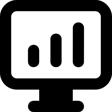 Şeffaf arkaplan ile PNG biçiminde bilgisayar logosu simgesi. Teknoloji markaları, bilişim hizmetleri, web geliştirme veya dijital ürünler için uygun minimalist siyah-beyaz tasarım. Çok yönlü markalaşma ve arayüz kullanımı için temiz ve modern sembol