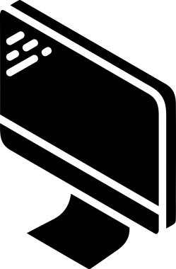 Şeffaf arkaplan ile PNG biçiminde bilgisayar logosu simgesi. Teknoloji markaları, bilişim hizmetleri, web geliştirme veya dijital ürünler için uygun minimalist siyah-beyaz tasarım. Çok yönlü markalaşma ve arayüz kullanımı için temiz ve modern sembol