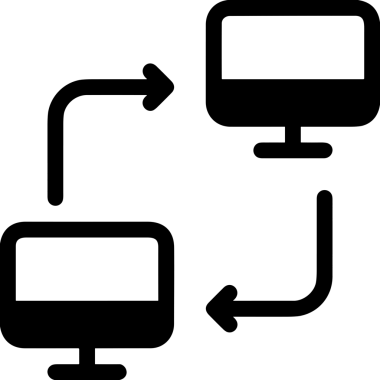 Şeffaf arkaplan ile PNG biçiminde bilgisayar logosu simgesi. Teknoloji markaları, bilişim hizmetleri, web geliştirme veya dijital ürünler için uygun minimalist siyah-beyaz tasarım. Çok yönlü markalaşma ve arayüz kullanımı için temiz ve modern sembol