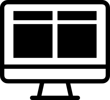 Şeffaf arkaplan ile PNG biçiminde bilgisayar logosu simgesi. Teknoloji markaları, bilişim hizmetleri, web geliştirme veya dijital ürünler için uygun minimalist siyah-beyaz tasarım. Çok yönlü markalaşma ve arayüz kullanımı için temiz ve modern sembol