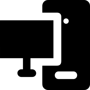 Şeffaf arkaplan ile PNG biçiminde bilgisayar logosu simgesi. Teknoloji markaları, bilişim hizmetleri, web geliştirme veya dijital ürünler için uygun minimalist siyah-beyaz tasarım. Çok yönlü markalaşma ve arayüz kullanımı için temiz ve modern sembol