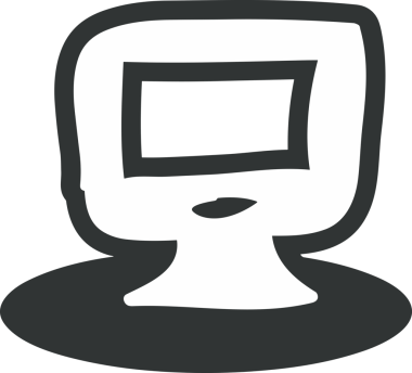 Şeffaf arkaplan ile PNG biçiminde bilgisayar logosu simgesi. Teknoloji markaları, bilişim hizmetleri, web geliştirme veya dijital ürünler için uygun minimalist siyah-beyaz tasarım. Çok yönlü markalaşma ve arayüz kullanımı için temiz ve modern sembol