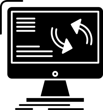 Şeffaf arkaplan ile PNG biçiminde bilgisayar logosu simgesi. Teknoloji markaları, bilişim hizmetleri, web geliştirme veya dijital ürünler için uygun minimalist siyah-beyaz tasarım. Çok yönlü markalaşma ve arayüz kullanımı için temiz ve modern sembol
