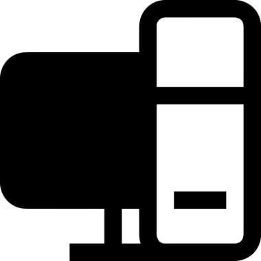 Şeffaf arkaplan ile PNG biçiminde bilgisayar logosu simgesi. Teknoloji markaları, bilişim hizmetleri, web geliştirme veya dijital ürünler için uygun minimalist siyah-beyaz tasarım. Çok yönlü markalaşma ve arayüz kullanımı için temiz ve modern sembol