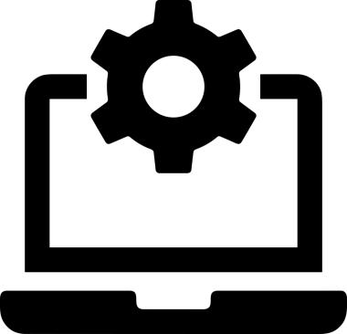 Şeffaf arkaplan ile PNG biçiminde bilgisayar logosu simgesi. Teknoloji markaları, bilişim hizmetleri, web geliştirme veya dijital ürünler için uygun minimalist siyah-beyaz tasarım. Çok yönlü markalaşma ve arayüz kullanımı için temiz ve modern sembol