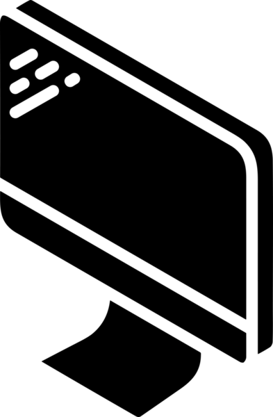 Şeffaf arkaplan ile PNG biçiminde bilgisayar logosu simgesi. Teknoloji markaları, bilişim hizmetleri, web geliştirme veya dijital ürünler için uygun minimalist siyah-beyaz tasarım. Çok yönlü markalaşma ve arayüz kullanımı için temiz ve modern sembol